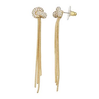 Nine West Gold Tone Knot Fringe Statement Earrings