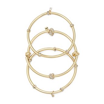 Nine West Gold Tone Knot 3 pc Stretch Bracelet Set