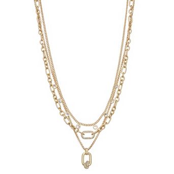 Nine West Gold Tone Knot & Link Layered Necklace