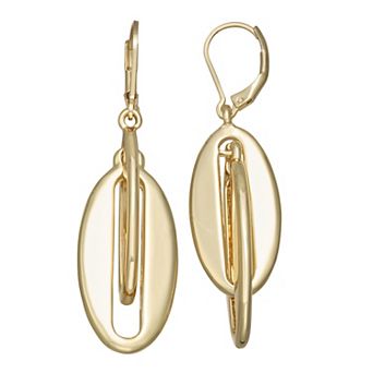 Nine West Gold Tone Oval Orbital Earrings