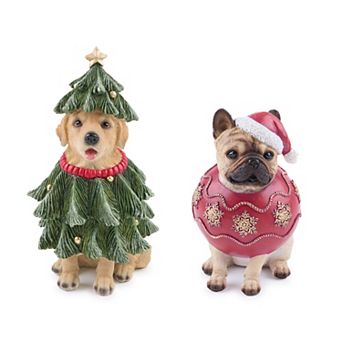 Melrose Holiday Dog Figurine Set of 2 Table Decor