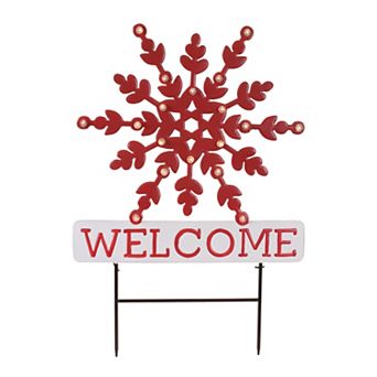 Melrose LED Snowflake Welcome Planter Stake Outdoor Decor