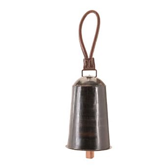Melrose Rustic Iron Hanging Bell with Leather Strap Set of 2