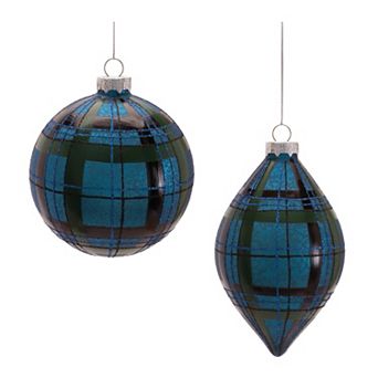 Melrose Plaid Glass Ornament Set of 6