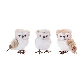 Melrose Owl with Faux Fur Shelf Sitter Set of 12 Table Decor