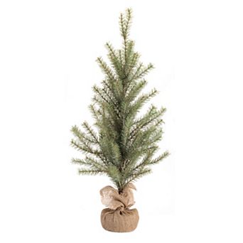 Melrose 36-inch Artificial Glittered Pine Tree in Burlap Floor Decor
