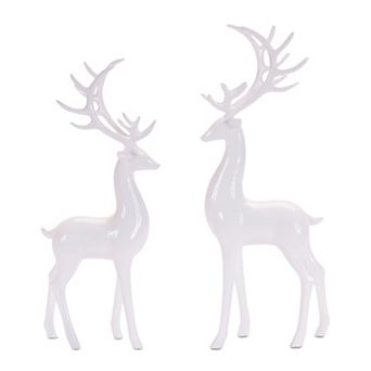 Melrose Standing Winter Deer Figurines 2 pc Table Decor