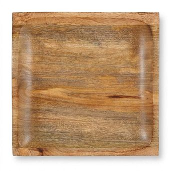 STORE INDYA Natural Teak Wood Serving Tray 8x8 Inch — Decorative Platter for Snacks, Fruit & Gifting