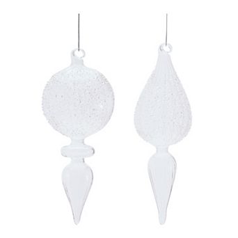 Melrose Frosted Textured Glass Christmas Ornament Set of 4
