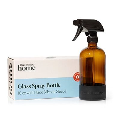 Plant Therapy 16 oz Glass Spray Bottle with Black Silicone Sleeve