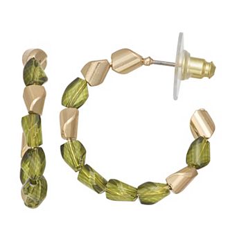 Nine West Beaded C Hoop Earrings