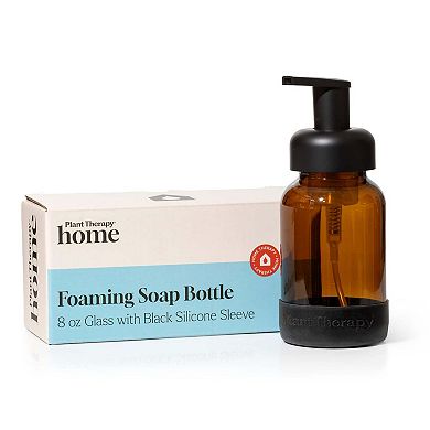 Plant Therapy 8 oz Glass Foaming Bottle with Black Silicone Sleeve