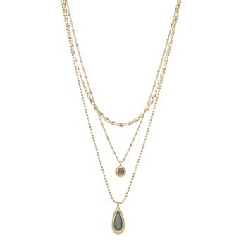 Nine West Gold-Tone Polished Teardrop Layered Necklace