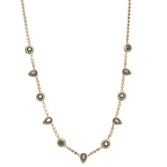 Nine West Gold-Tone Polished Stone Collar Necklace