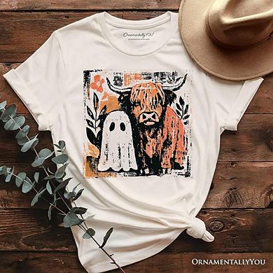 Highland Cow Ghost Fall T-Shirt, Spooky Season Halloween Tee