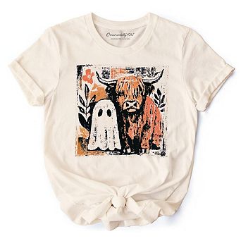 Highland Cow Ghost Fall T-Shirt, Spooky Season Halloween Tee