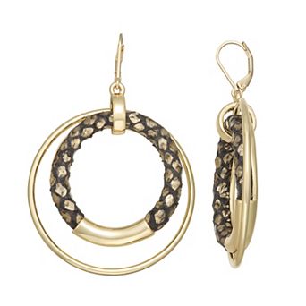Nine West Gold-Tone Polished Large Snake Orbital Leverback Earrings