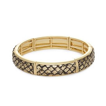 Nine West Gold-Tone Polished Faux Leather Stretch Bracelet