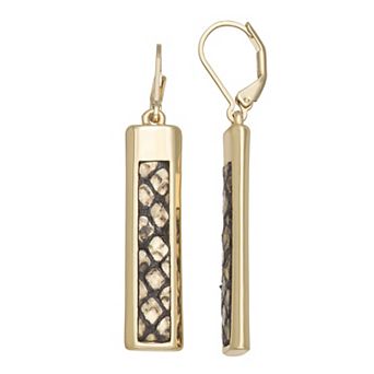 Nine West Gold-Tone Polished Faux Leather Leverback Earrings