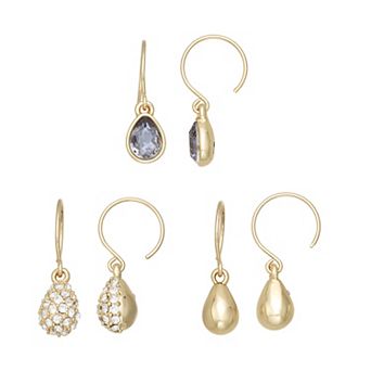 Nine West 3 pc Gold-Tone Polished Wire Drop Earring Set