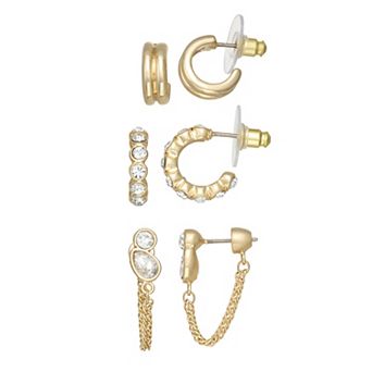 Nine West 3 pc Gold-Tone Post Earring Set