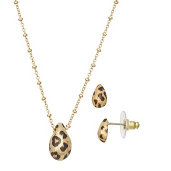 Nine West Gold-Tone Polished Necklace & Post Earring Set