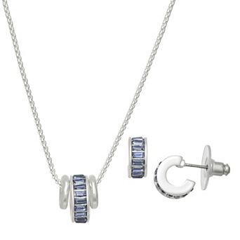 Nine West Silver-Tone Polished Necklace & Post Earring Set