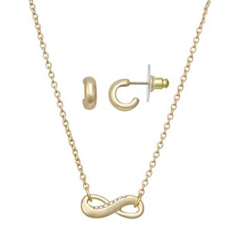 Nine West Gold-Tone Polished Infinity Necklace & Earring Set