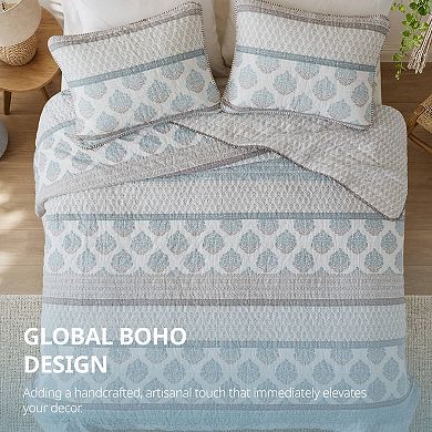 INK+IVY Surya Block Print Medallion 3-Piece Cotton Quilt Set