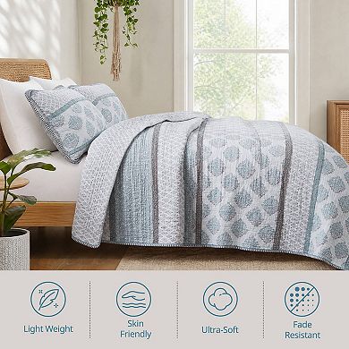 INK+IVY Surya Block Print Medallion 3-Piece Cotton Quilt Set