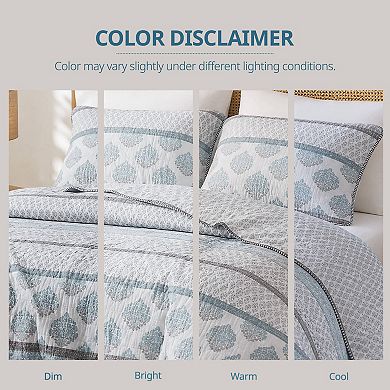 INK+IVY Surya Block Print Medallion 3-Piece Cotton Quilt Set