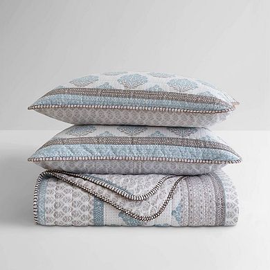 INK+IVY Surya Block Print Medallion 3-Piece Cotton Quilt Set