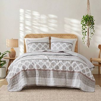 INK+IVY Surya Block Print Medallion 3 pc Cotton Quilt Set