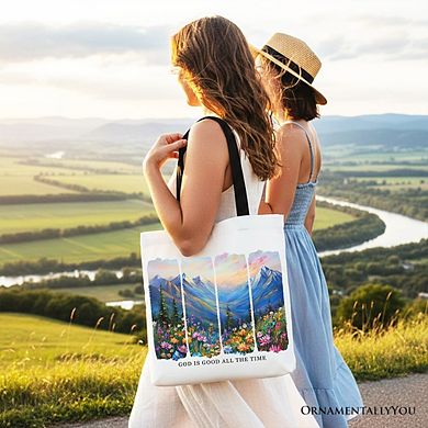God Is Good All the Time Mountain Christian Canvas Tote Bag