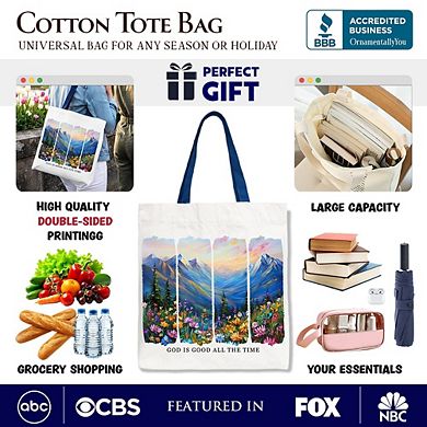 God Is Good All the Time Mountain Christian Canvas Tote Bag