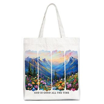 God Is Good All the Time Mountain Christian Canvas Tote Bag