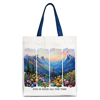 God Is Good All the Time Mountain Christian Canvas Tote Bag