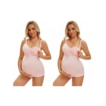 2 Packs Women's Nursing Cami with Adjustable Straps Breastfeeding V Neck Built-In Bra Vest