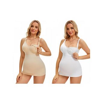 2 Packs Women's Nursing Cami with Adjustable Straps Breastfeeding V Neck Built-In Bra Vest