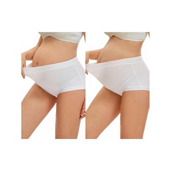 2 Packs Women's High Waist Cotton Maternity Underwear Soft Jacquard Texture Briefs