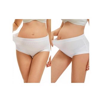 2 Packs Women's High Waist Cotton Maternity Underwear Soft Jacquard Texture Briefs