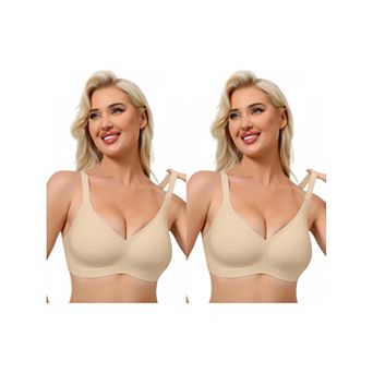 2 Packs Women's Push Up Wirefree Seamless Adjustable Straps Bras Light and Breathable Minimizers