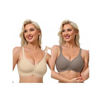 2 Packs Women's Push Up Wirefree Seamless Adjustable Straps Bras Light and Breathable Minimizers