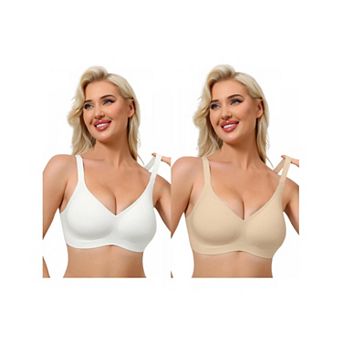 2 Packs Women's Push Up Wirefree Seamless Adjustable Straps Bras Light and Breathable Minimizers