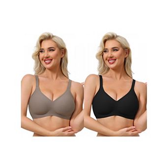 2 Packs Women's Push Up Wirefree Seamless Adjustable Straps Bras Light and Breathable Minimizers