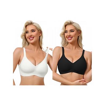2 Packs Women's Push Up Wirefree Seamless Adjustable Straps Bras Light and Breathable Minimizers