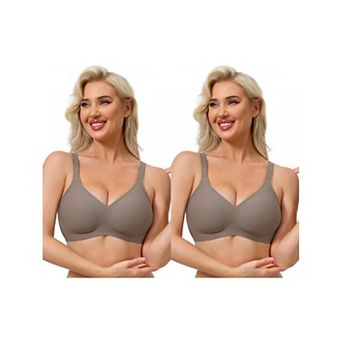 2 Packs Women's Push Up Wirefree Seamless Adjustable Straps Bras Light and Breathable Minimizers