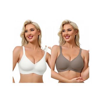 2 Packs Women's Push Up Wirefree Seamless Adjustable Straps Bras Light and Breathable Minimizers