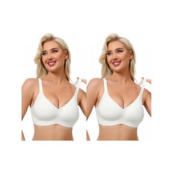 2 Packs Women's Push Up Wirefree Seamless Adjustable Straps Bras Light and Breathable Minimizers