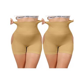 2 Packs Women's High Waisted Thigh Slimmer Tummy Control Under Dress Shorts Hip Lifting Body Shaper